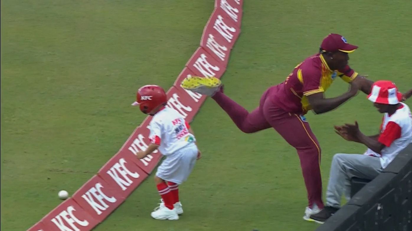 West Indies skipper Rovman Powell narrowly escaped serious injury after trying to avoid a ball kid in South Africa.