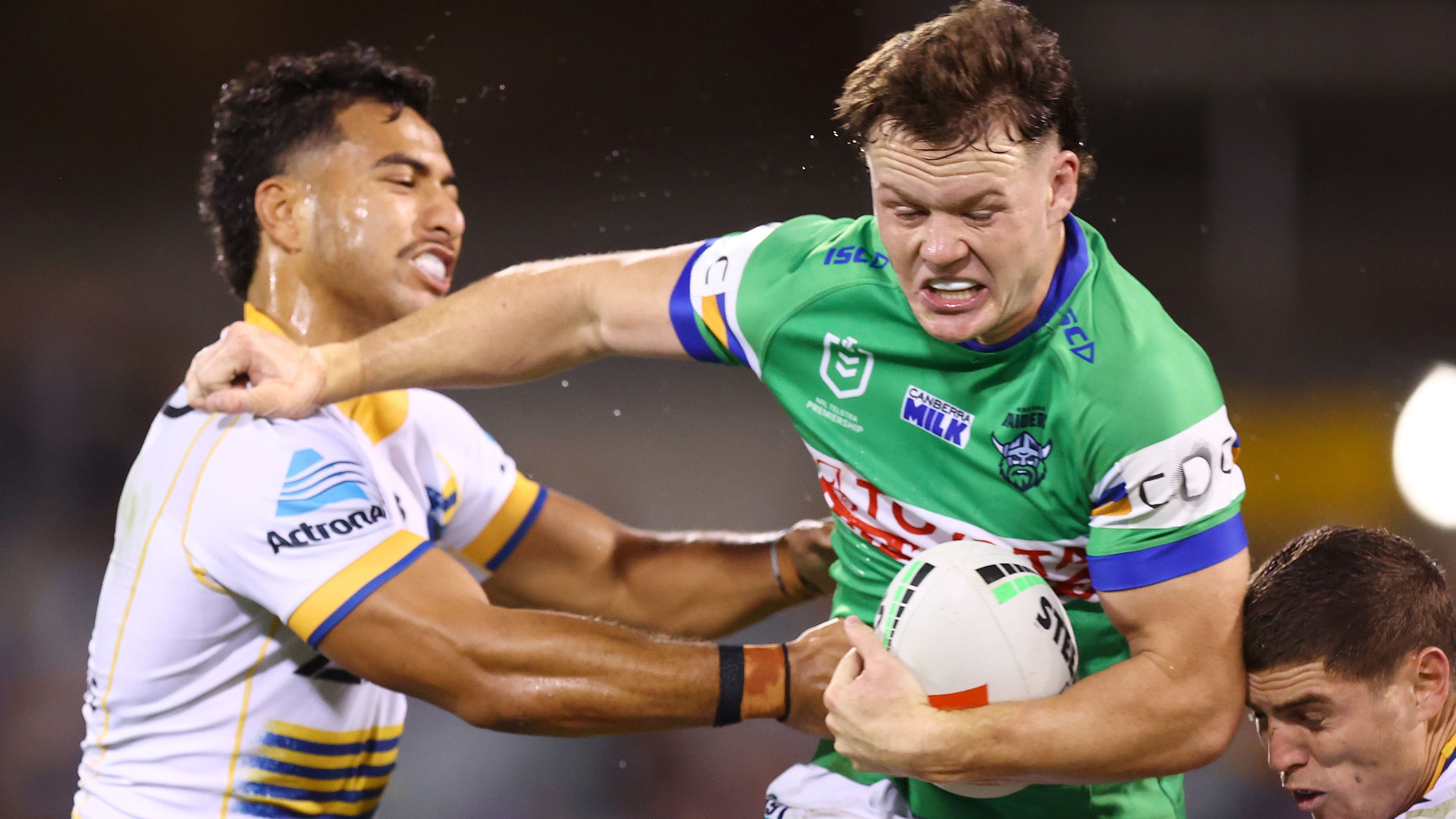 Ethan Strange of the Raiders during match between Canberra Raiders and Parramatta Eels. (Photo by Mark Nolan/Getty Images)