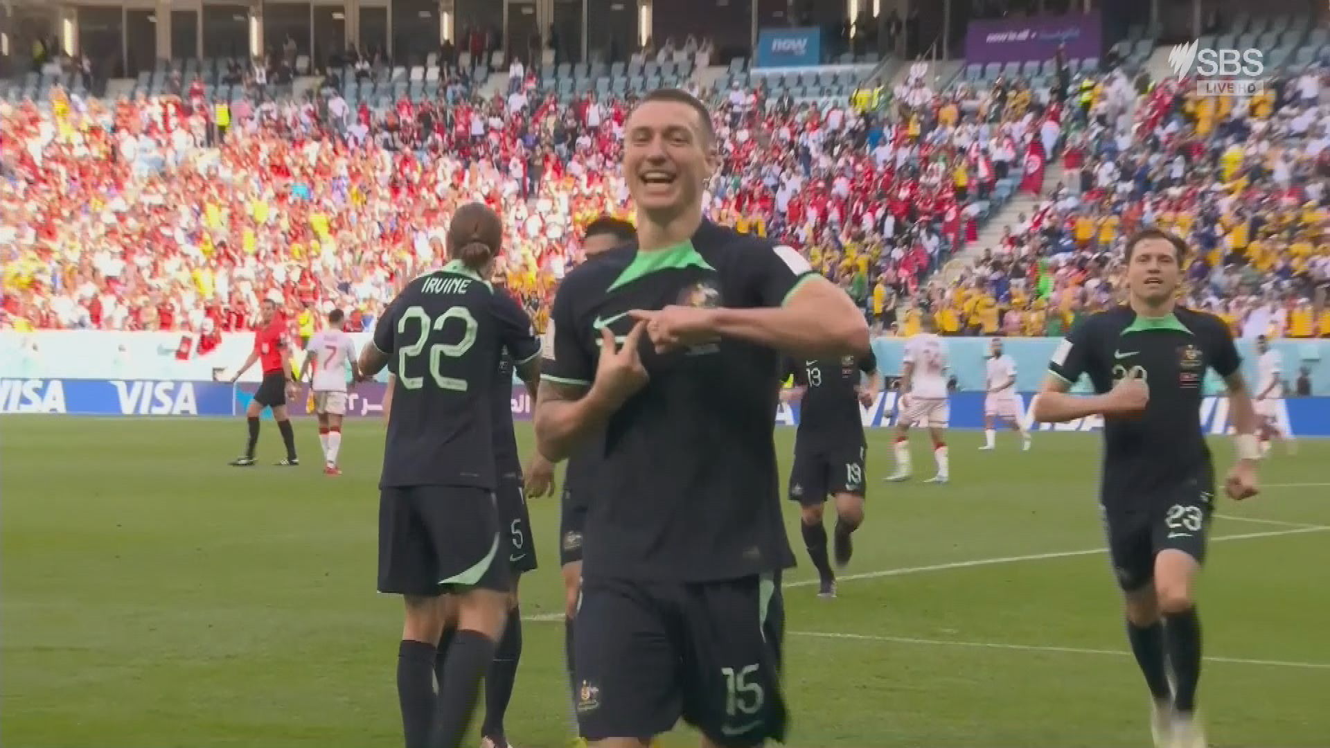 Socceroos open door for extraordinary World Cup round of 16 qualification after superb 1-0 win over Tunisia