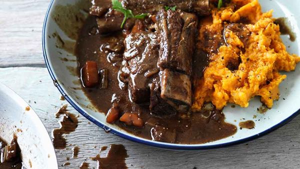 Hayden Quinn's beer braised beef short ribs with sweet potato mash