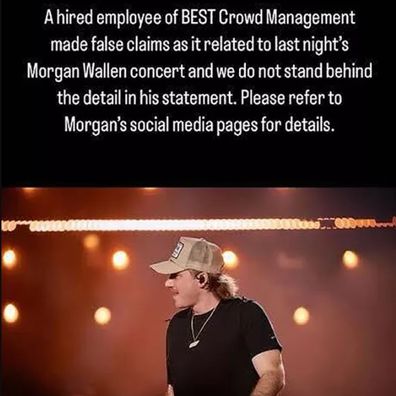 Best Crowd management released a statement about the Morgan Wallen controversy on Instagram