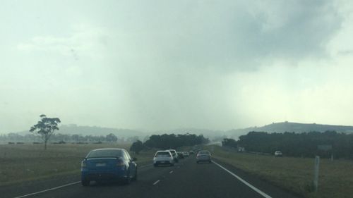 A sheet of rain on the Calder Freeway in Victoria. (Marie-Therese via Twitter)