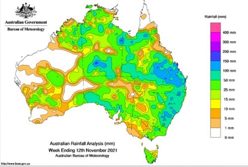 Weekly rainfall totals week ending Nov 12