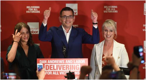 Victorian Premier Daniel Andrews was all smiles on Saturday night.