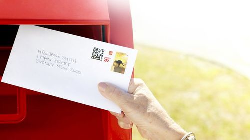 Stamp on a letter Australia Post