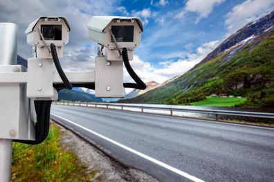Radar speed control camera on the road