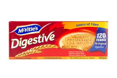 About 1.5 McVitie’s
Digestive biscuits are 100 calories