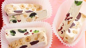 Cranberry, almond and cherry nougat