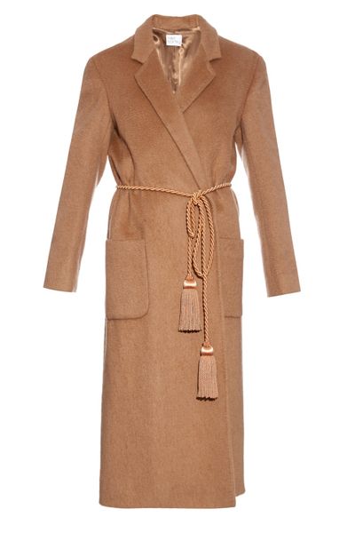 <p>Sitting at the end of the collection's price spectrum is this tan, camel-hair coat, a modern woman's wardrobe classic inspired by a men's dressing gown.</p>