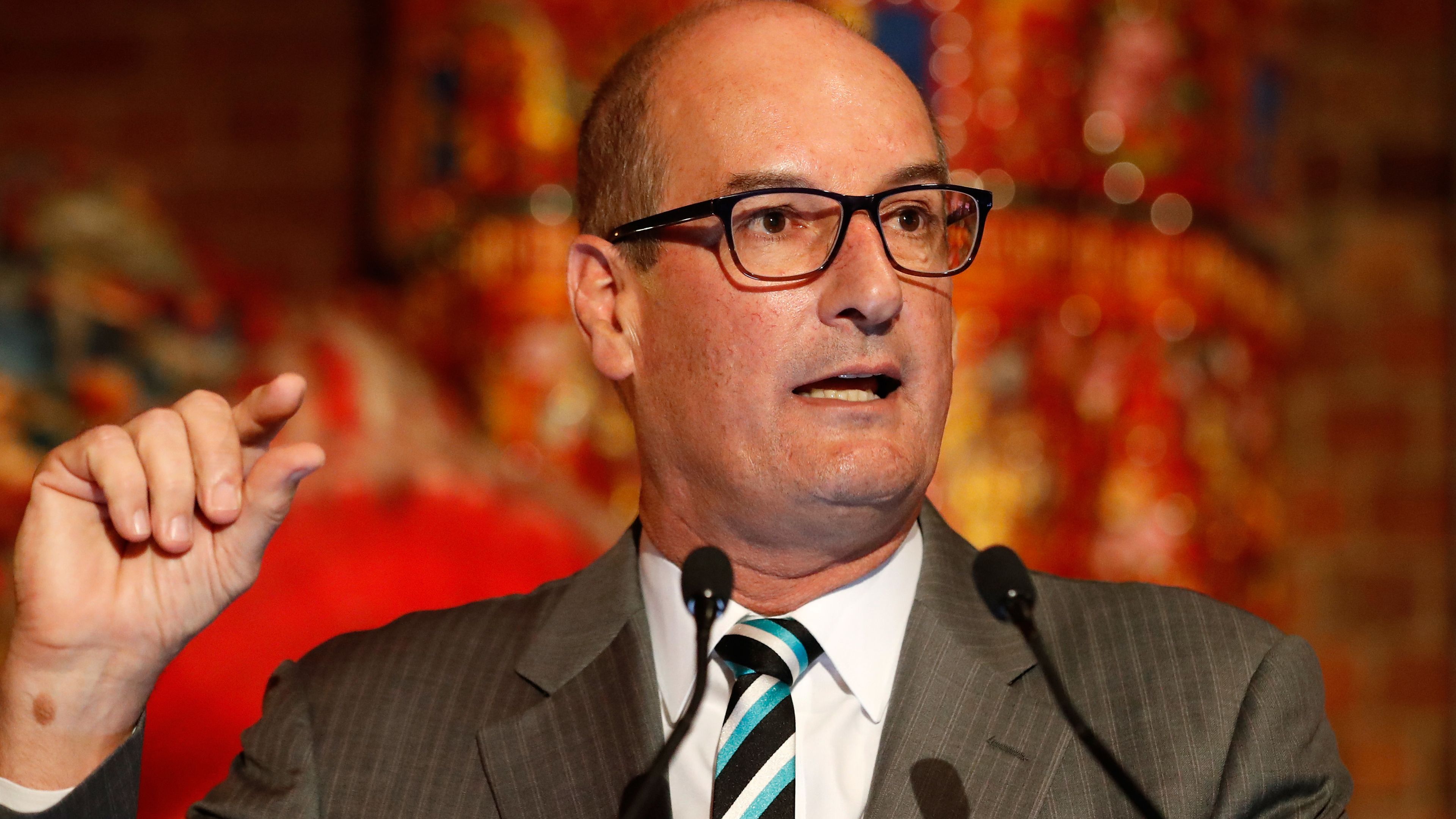 MELBOURNE, AUSTRALIA - OCTOBER 26: Power President David Koch speaks to the media during an AFL announcement at The Chinese Museum Melbourne on October 26, 2016 in Melbourne, Australia. (Photo by Michael Willson/AFL Media/Getty Images)