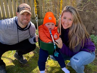 Hayley and her husband JB with their first-born son.