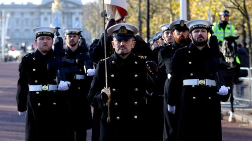 The soldiers descended on Buckingham Palace to the theme music of popular TV show "Game of Thrones". (Royal Navy)