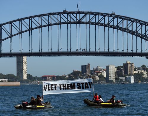 ‘Let Them Stay’: Protesters take to Sydney Harbour to fight government’s Nauru decision