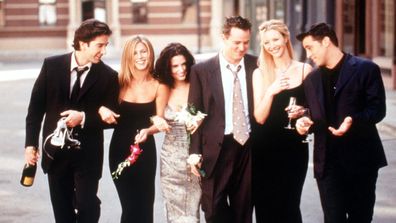 Matthew Perry, with the cast of Friends