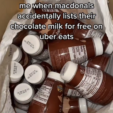 Uber Eats chocolate milk bungle
