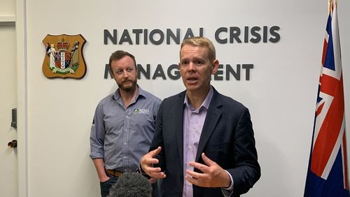 PM Chris Hipkins discusses the flooding situation in Auckland on Friday night. January 27, 2023