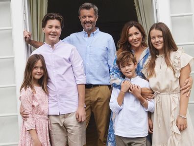 Princess Mary, Prince Frederik, and their children (L-R) Princess Josephine, nine, Prince Christian, 15, Prince Vincent, nine, Princess Isabella, 13