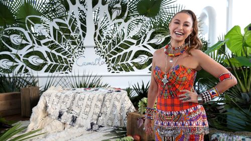 Australian designer Camilla Franks is well-known for her colourful kaftans. (Getty)