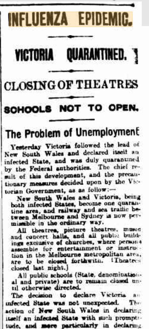 Victoria's borders with NSW were last closed in 1919.