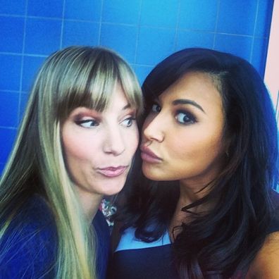 Naya Rivera, Heather Morris, Glee, co-stars, selfie