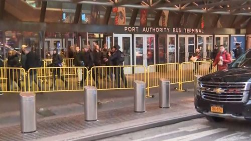 Police respond to reports of an explosion at the Port Authority Bus Terminal. (Twitter)