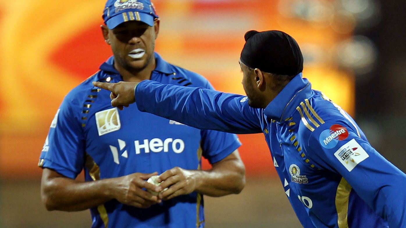 Andrew Symonds and Harbhajan Singh during their time at the Mumbai Indians.