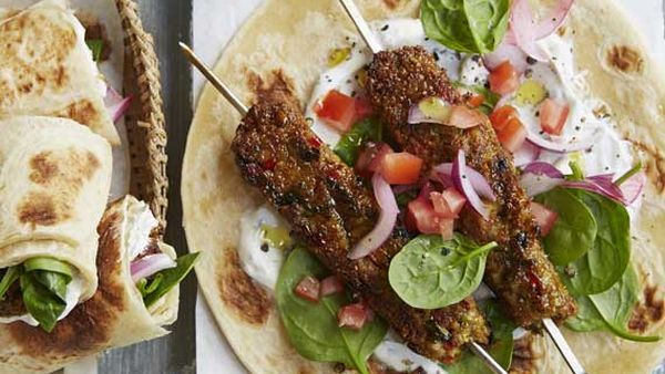 Anjum Anand's grilled chickpea seekh kebab wraps