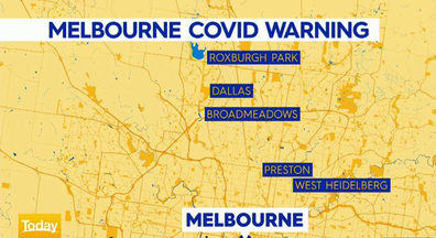 The positive case has triggered a warning across five suburbs in north Melbourne.