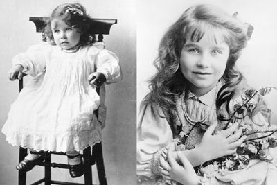 <b>Lady Elizabeth Bowes-Lyon</b>, better known as the <b>Queen Mum</b>, was born in 1900. On the left, she poses in her high chair, aged two. On the right, looking utterly adorable, the future wife of <b>King George</b> was photographed in 1907.
