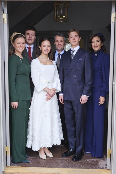 The confirmation of Denmark's Prince Vincent and Princess Josephine at Fredensborg Palace on Saturday April 18, 2026. Queen Mary, King Frederik, Crown Prince Christian and Princess Isabella.