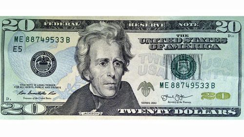 The front of the U.S. $20 bill, featuring a likeness of Andrew Jackson, seventh president of the United States. (AAP)
