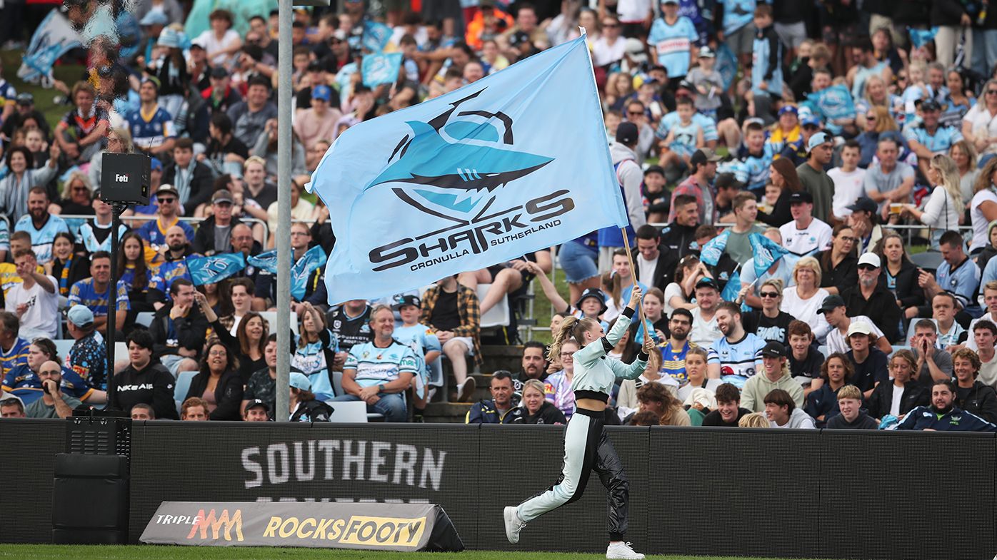 A sell out crowd at PointsBet Stadium watch the Sharks down Parramatta.