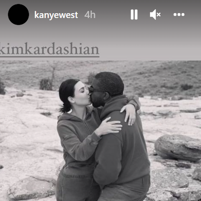 Kanye West posts throwback photo of he and Kim kissing in 2019
