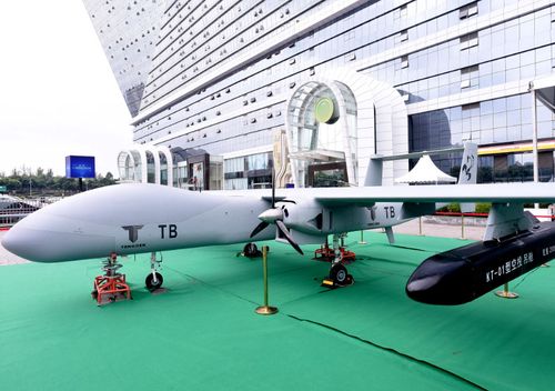 The Wing-Loong II Unmanned Aircraft System (UAS) was on display at an exhibition of the Global Drone Conference 2018 in Chengdu city, southwest China, last month.
