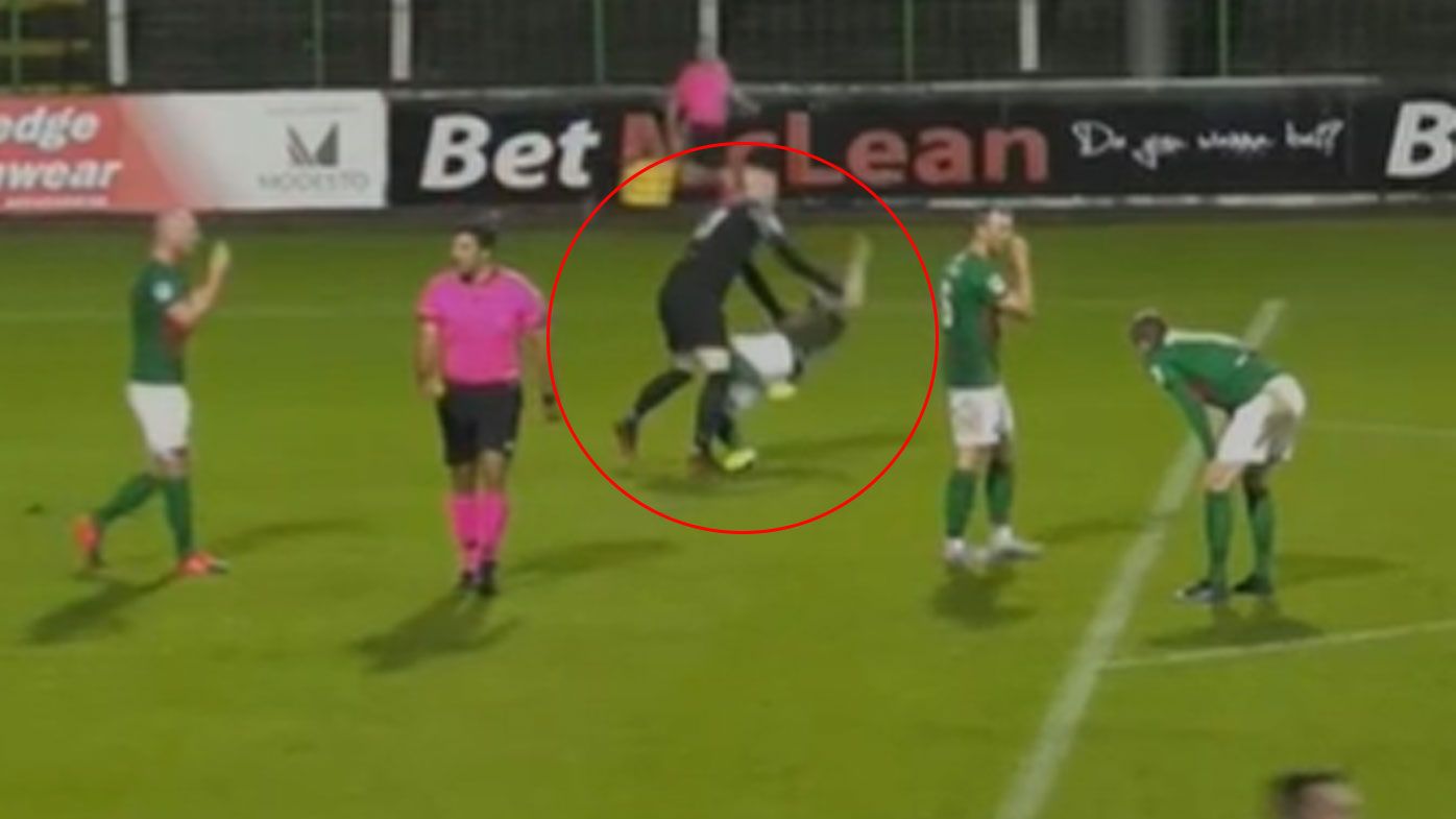 'I've never seen anything like it': Goalkeeper sent off for attacking teammate in Irish league