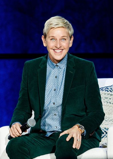 American comedian Ellen DeGeneres speaks on stage during "A Conversation With Ellen DeGeneres" at Rogers Arena on October 19, 2018 in Vancouver, Canada.