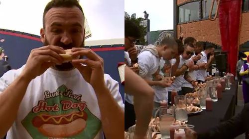  ‘Wiener’ takes all as hot dog eating competition hits Melbourne’s Luna Park 