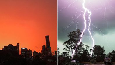 In pictures: 'Dangerous' Queensland storms bring lightning and orange skies (Gallery)