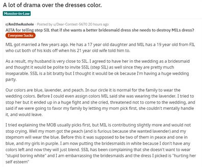 Reddit wedding colour fight