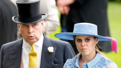 Prince Andrew and Princess Beatrice attends day one of Royal Ascot at Ascot Racecourse on June 18, 2019 in Ascot, England.