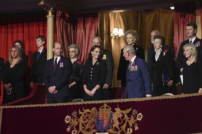 Prince of Wales and Duchess of Cornwall and members of the Royal family arrive at the Albert Hall for British Legion festival of Remembrance 