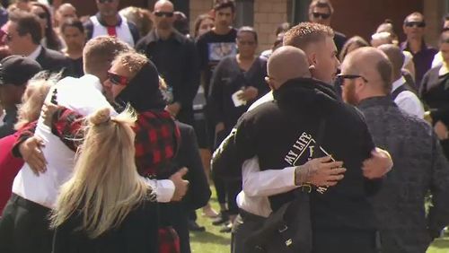 Hundreds gathered to celebrate the life of Trisjack Simpson, who drowned in the Swan River last month.