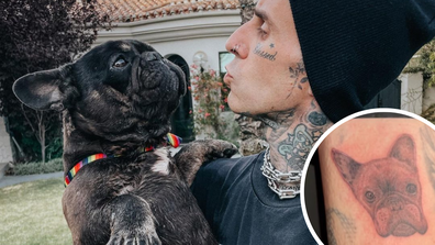 Travis Barker with dog Blue