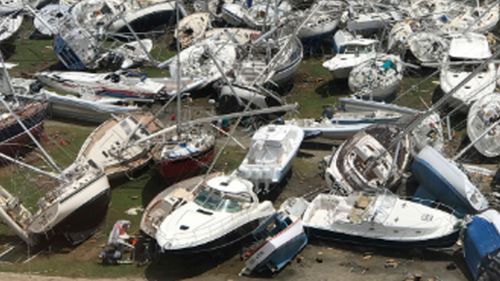 Some damaged boats at the Virgin Gorda Yacht Harbour in the aftermath of Hurricane Irma on Virgin Gorda, in the British Virgin Islands. (Guillermo Houwer via AP)