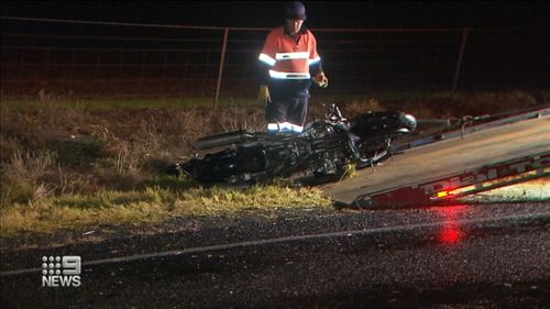 A motorcycle rider is in a critical condition after a ute smashed into his bike near the Barossa Valley in South Australia. 
