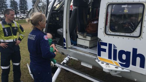 Ten-week-old baby boy flown to hospital after falling off table and hitting his head 