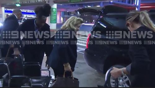 Ms Packer is in town to support her son James, who has quit the board of Crown Resorts. (9NEWS)