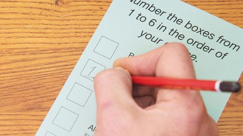 Australian voting ballot with fictitious names