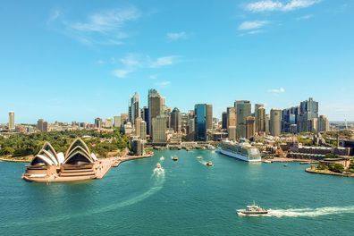 cruise docked in sydney harbour australia