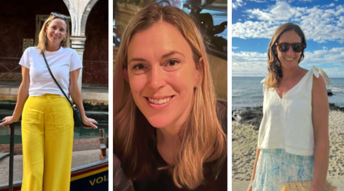 Vítimas da avalanche (da esquerda) Kate Vitt, Danielle Keatley e Kate Morse.